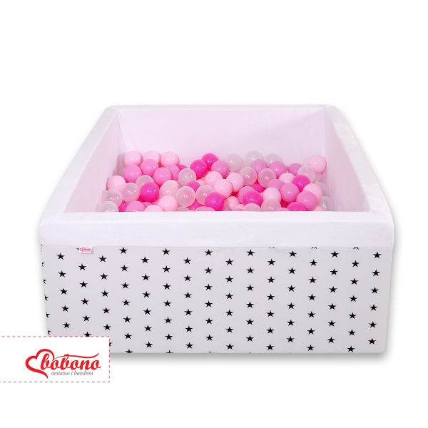 Piscine à Balles Carrée  Minky avec Balles 200pcs Blanche à Étoiles