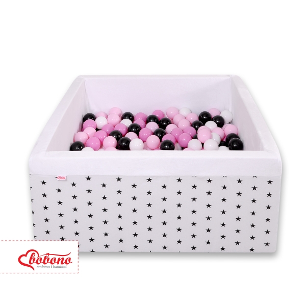 Piscine à Balles Carrée  Minky avec Balles 200pcs Blanche à Étoiles