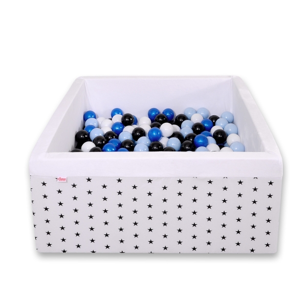 Piscine à Balles Carrée  Minky avec Balles 200pcs Blanche à Étoiles