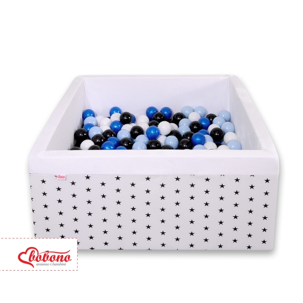 Piscine à Balles Carrée  Minky avec Balles 200pcs Blanche à Étoiles