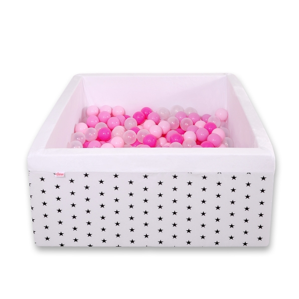 Piscine à Balles Carrée  Minky avec Balles 200pcs Blanche à Étoiles