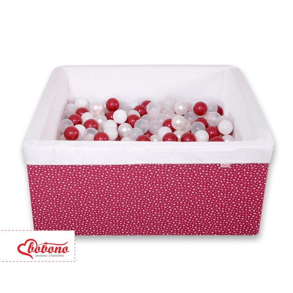 Piscine à Balles Carrée Minky avec Balles 200pcs Bordeaux