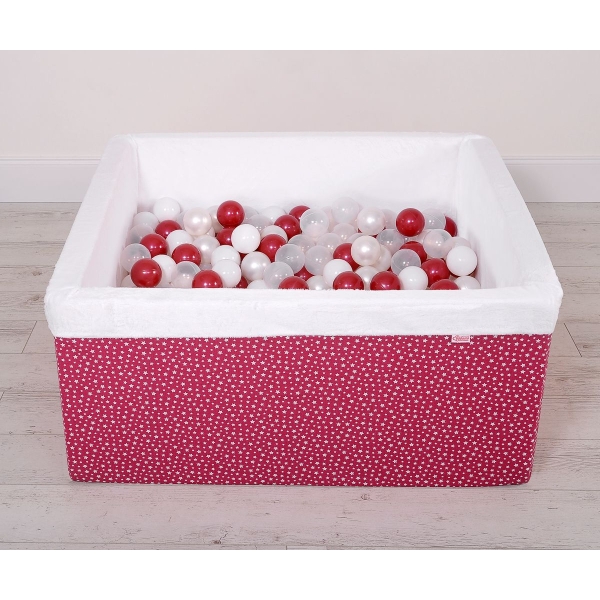 Piscine à Balles Carrée Minky avec Balles 200pcs Bordeaux
