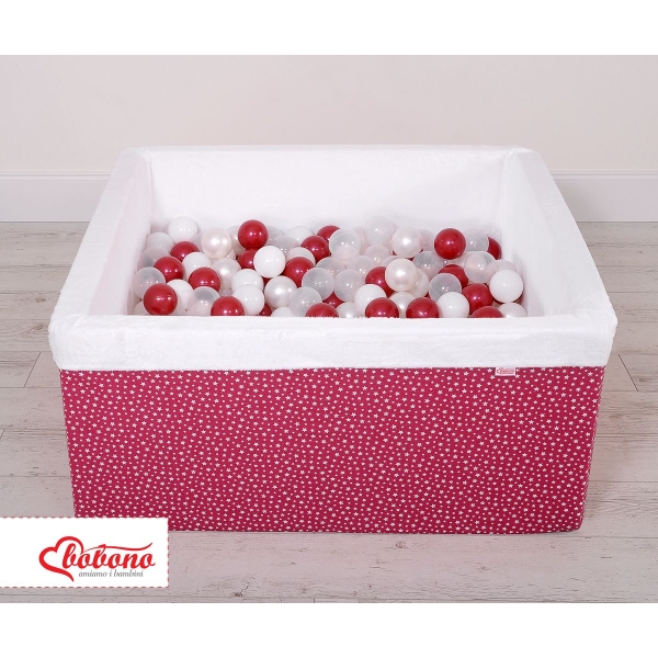 Piscine à Balles Carrée Minky avec Balles 200pcs Bordeaux