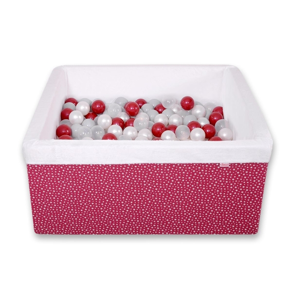 Piscine à Balles Carrée Minky avec Balles 200pcs Bordeaux