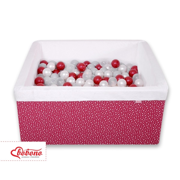 Piscine à Balles Carrée Minky avec Balles 200pcs Bordeaux