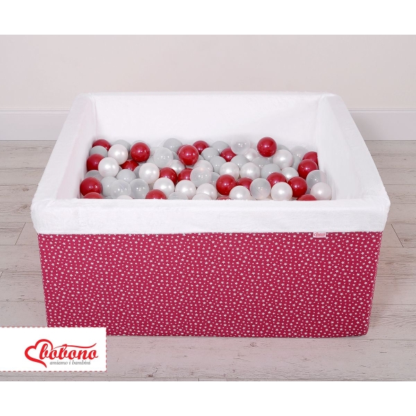 Piscine à Balles Carrée Minky avec Balles 200pcs Bordeaux