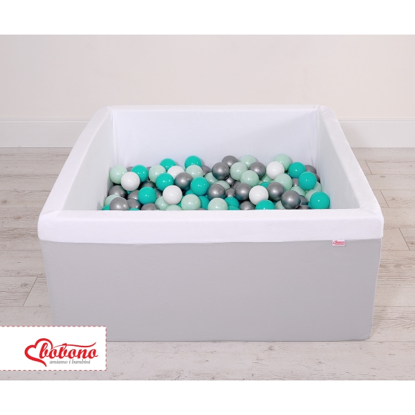 Carrée Piscine à Balles Minky avec Balles 200pcs Gris