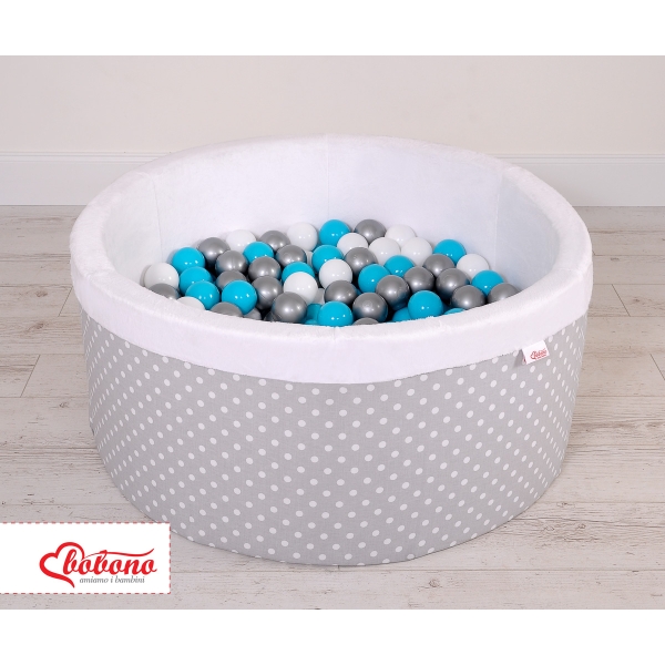 Piscine à Balles Minky avec Balles 200pcs Gris à Pois
