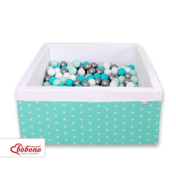 Carrée Piscine à Balles Minky avec Balles 200pcs Menthe