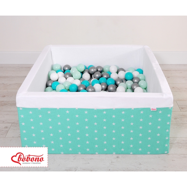 Carrée Piscine à Balles Minky avec Balles 200pcs Menthe