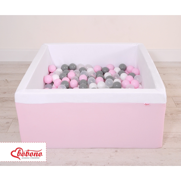 Piscine à Balles Carrée Minky avec Balles 200pcs Rose