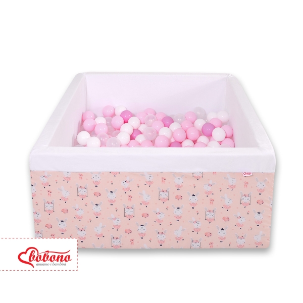 Carrée Piscine à Balles Minky avec Balles 200pcs Rose Ballerines