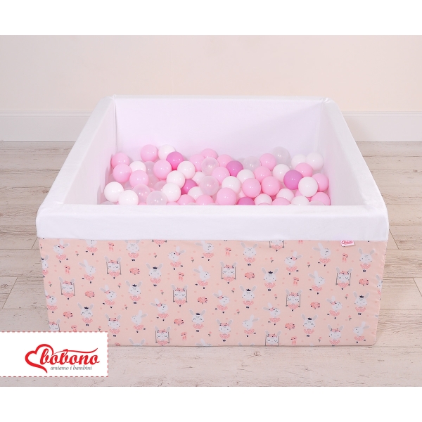 Carrée Piscine à Balles Minky avec Balles 200pcs Rose Ballerines