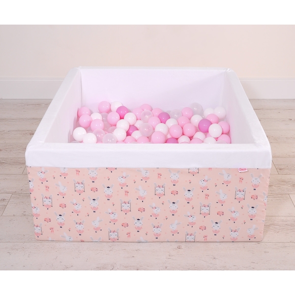 Carrée Piscine à Balles Minky avec Balles 200pcs Rose Ballerines