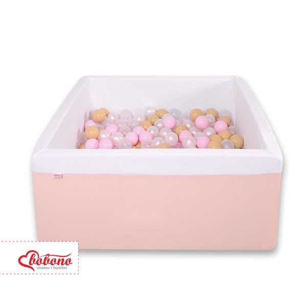 Carrée Piscine à Balles Minky avec Balles 200pcs Rose Poudré
