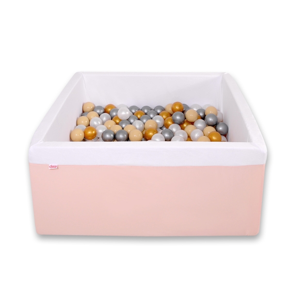 Carrée Piscine à Balles Minky avec Balles 200pcs Rose Poudré