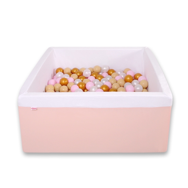 Carrée Piscine à Balles Minky avec Balles 200pcs Rose Poudré