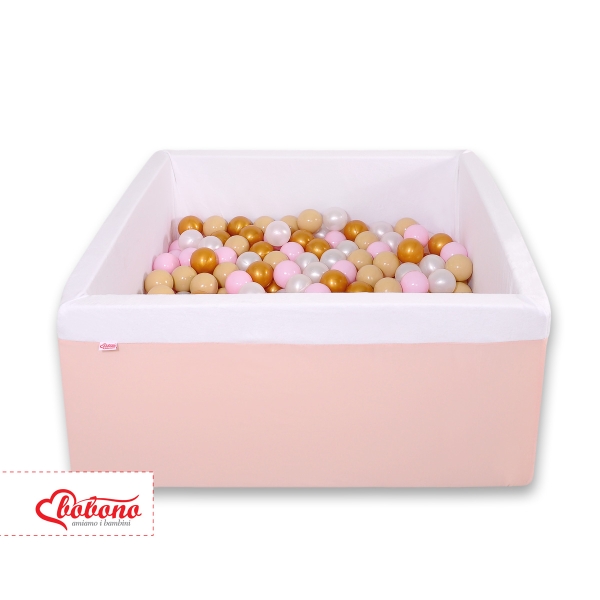 Carrée Piscine à Balles Minky avec Balles 200pcs Rose Poudré