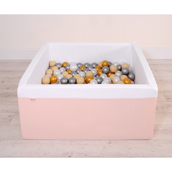 Carrée Piscine à Balles Minky avec Balles 200pcs Rose Poudré