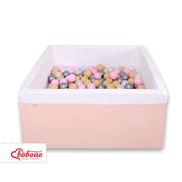 Carrée Piscine à Balles Minky avec Balles 200pcs Rose Poudré