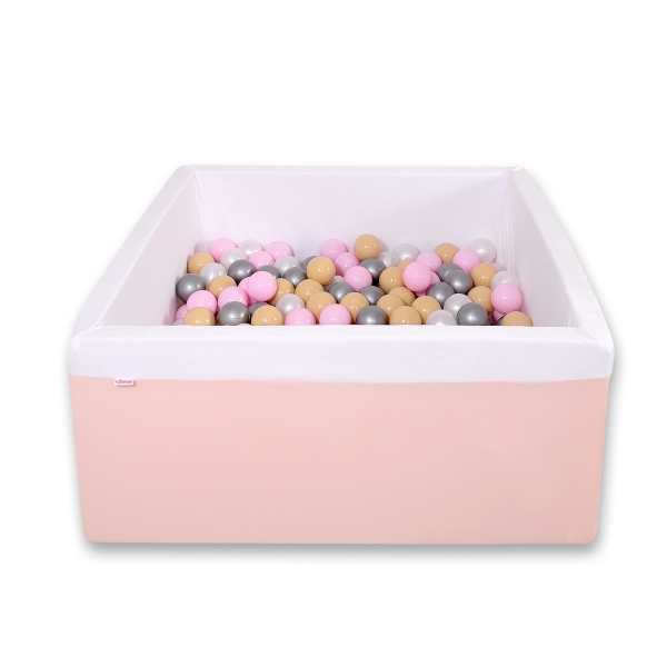 Carrée Piscine à Balles Minky avec Balles 200pcs Rose Poudré