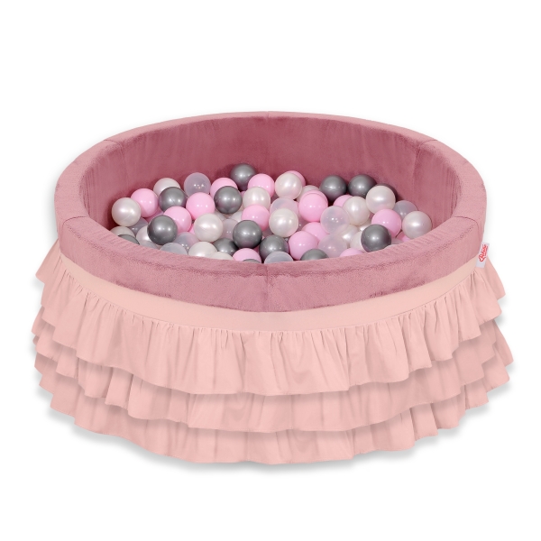 Piscine à Balles Minky à volants avec Balles 200pcs Rose Poussiéreux