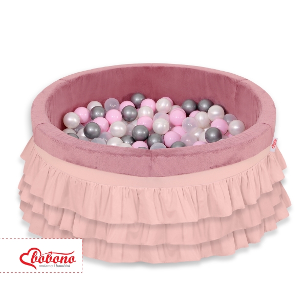 Piscine à Balles Minky à volants avec Balles 200pcs Rose Poussiéreux