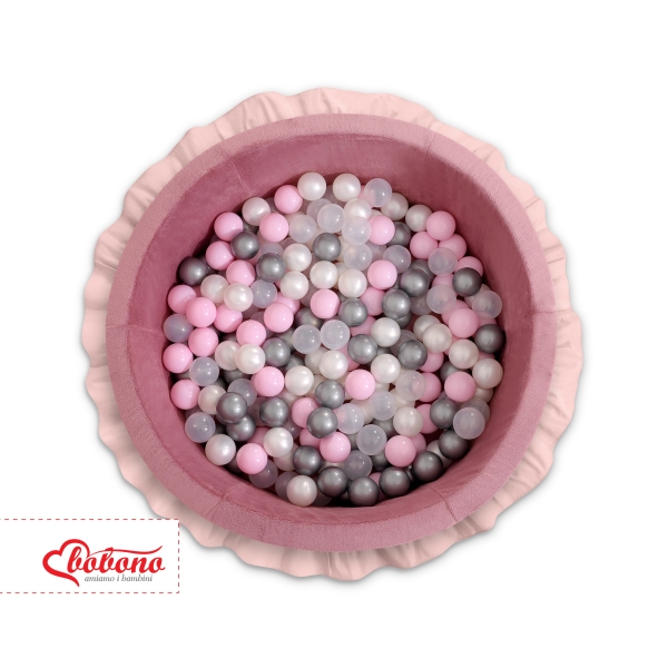 Piscine à Balles Minky à volants avec Balles 200pcs Rose Poussiéreux