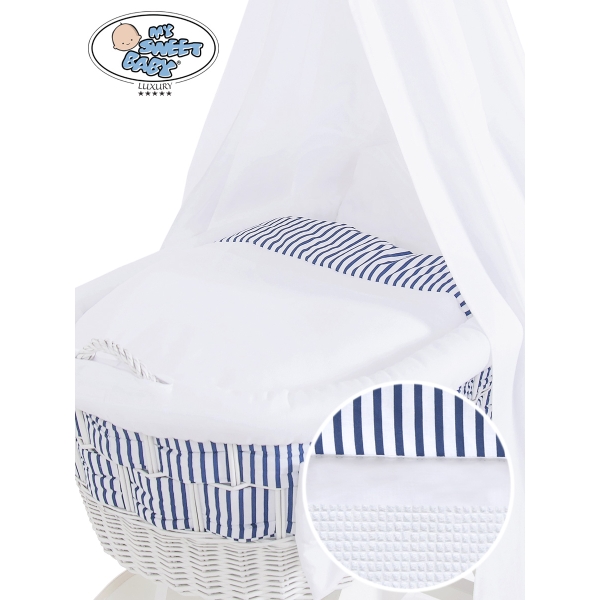 Housses de Rechange pour le Berceau de Bébé Marina Rayures Blue Foncé