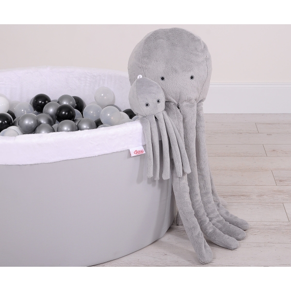 La Peluche Pieuvre  avec Hochet  Gris