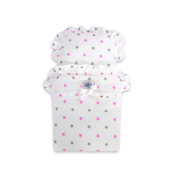 Landau de Poupée en Bois avec Textile Blanc