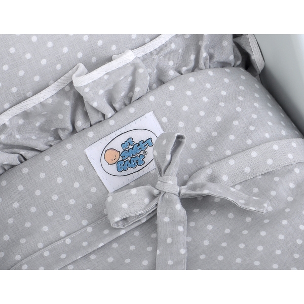 Landau de Poupée en Bois avec Textile Blanc Gris