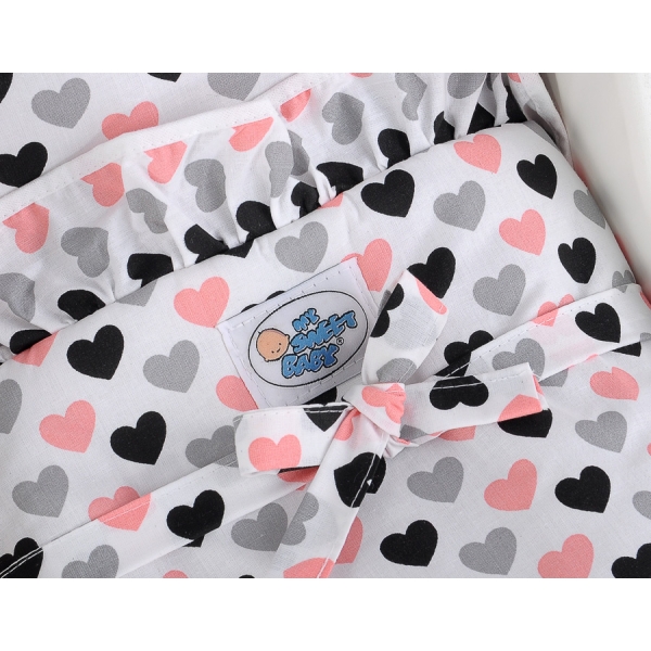 Landau de Poupée en Bois avec Textile Blanc Rose Poudré