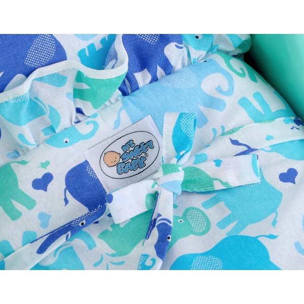 Landau de Poupée en Bois avec Textile Menthe Blanc