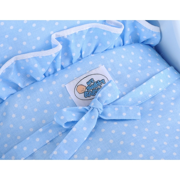 Landau de Poupée en Bois Blanc Bleu