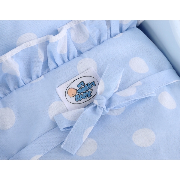 Landau de Poupée en Bois Blanc Bleu