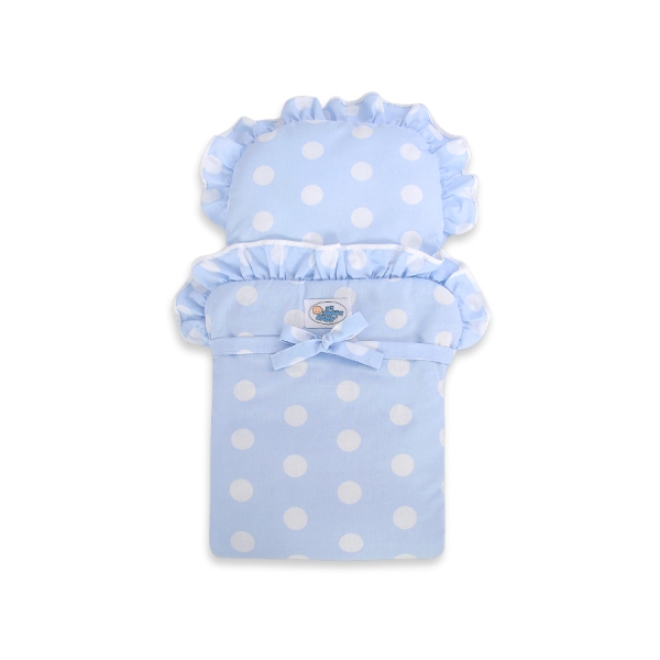Landau de Poupée en Bois Blanc Bleu