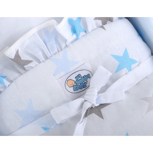Landau de Poupée en Bois Blanc Bleu