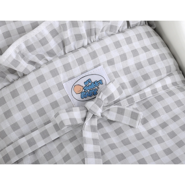 Landau de Poupée en Bois Blanc Gris