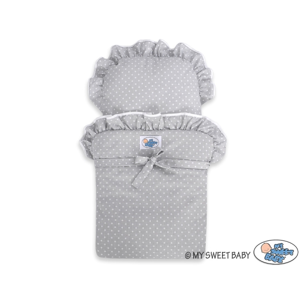 Landau de Poupée en Bois Blanc Gris