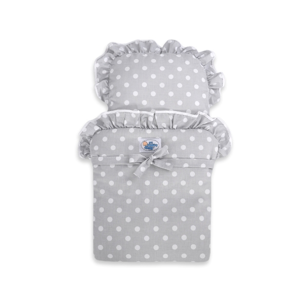 Landau de Poupée en Bois Blanc Gris