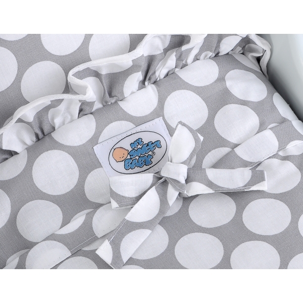 Landau de Poupée en Bois Blanc Gris