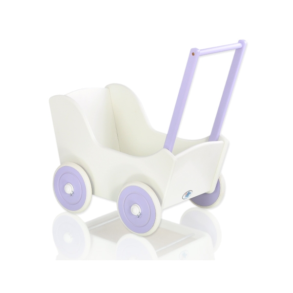 Landau de Poupée en Bois Blanc Lila