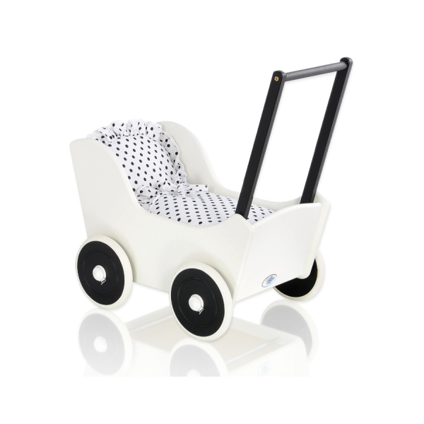 Landau de Poupée en Bois Blanc Noir