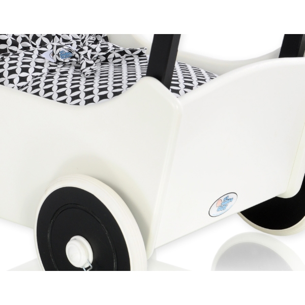 Landau de Poupée en Bois Blanc Noir