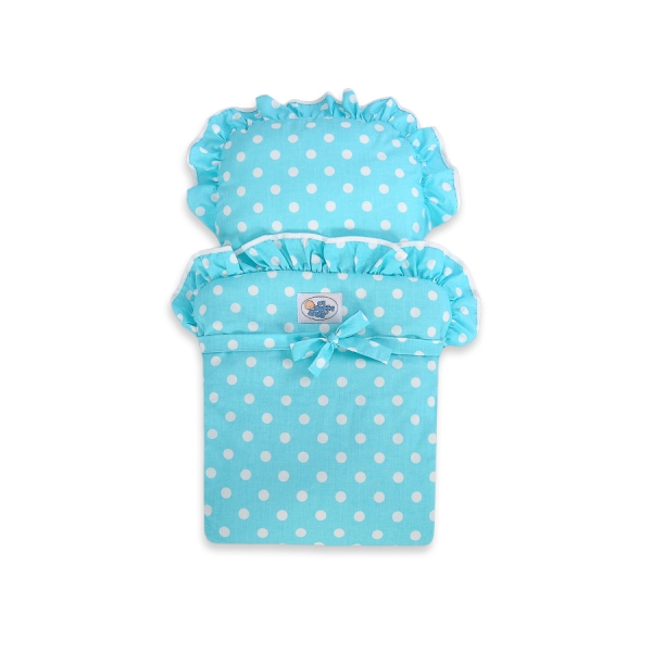 Landau de Poupée en Bois Blanc Turquoise