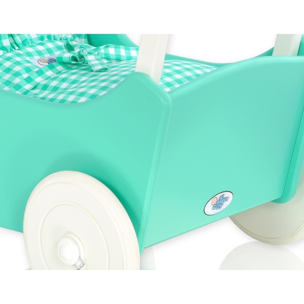 Landau de Poupée en Bois Menthe Blanc