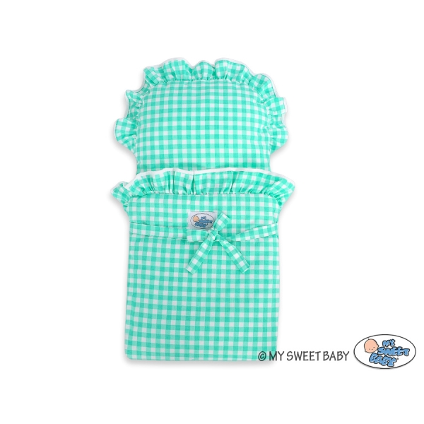 Landau de Poupée en Bois Menthe Blanc
