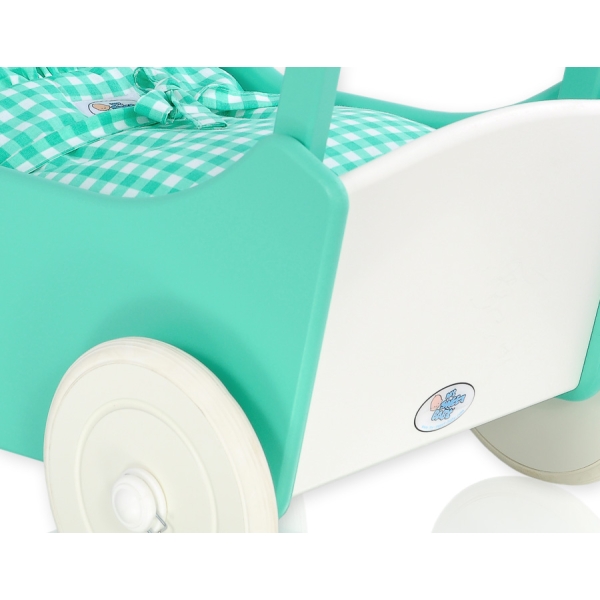 Landau de Poupée en Bois Menthe Blanc